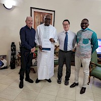 January 2021: Orezone's President & CEO, Patrick Downey, CFO, Peter Tam and General Manager of OBSA, Ousseni Derra with President of Burkina Faso, Roch Marc Christian Kaboré,
