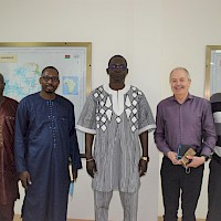 January 2021: Burkina Faso's Minister of Mines with Orezone's President & CEO, Patrick Downey and SVP of Exploration, Pascal Marquis